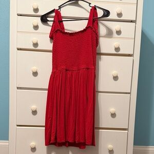Red Smocked Sundress